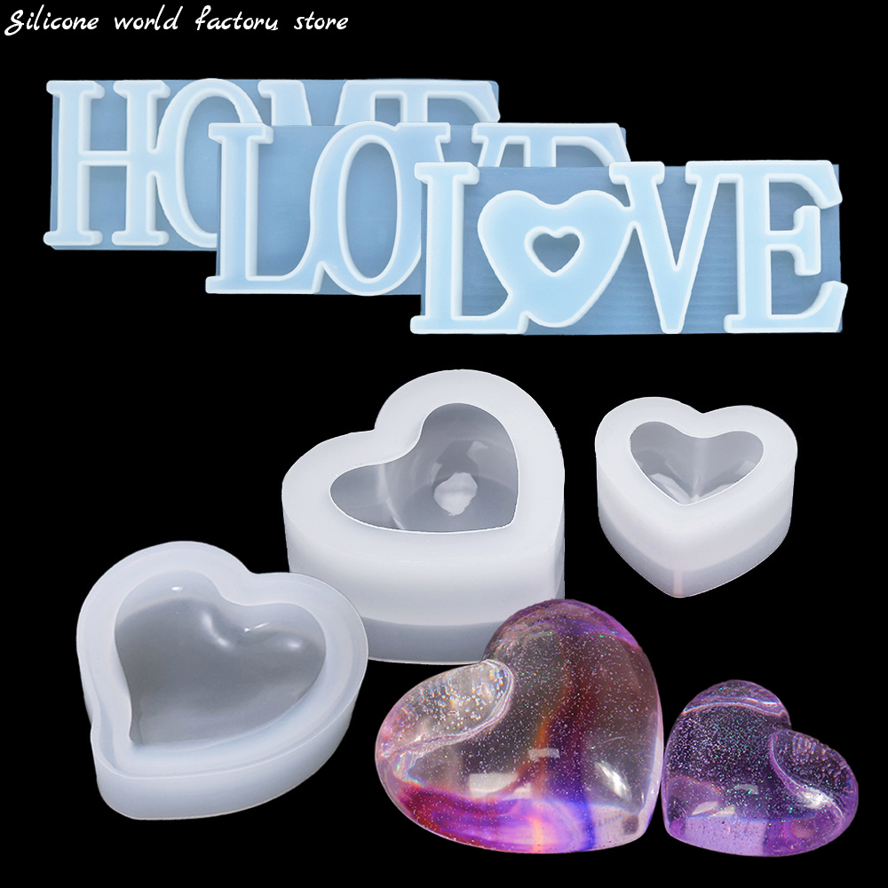Resin Art Alphabet - Silikon-Form für 3D-Herzkerzen, Buchstaben-Epoxidharz-Gießform, DIY-Bastelset, Aromatherapie-Gips-Seifenform,