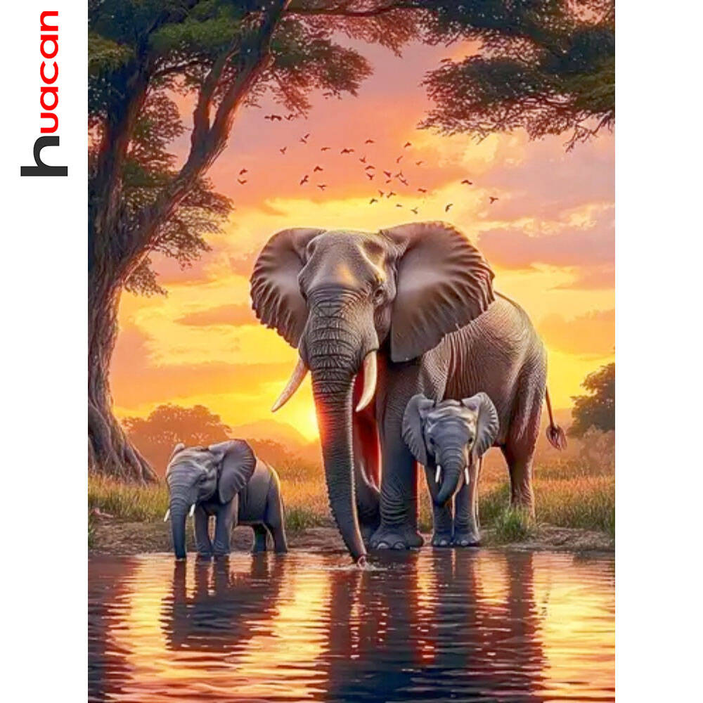 Huacan Elefant Sonnenuntergang – Resin Art Wallpaper Bewertung und Preis