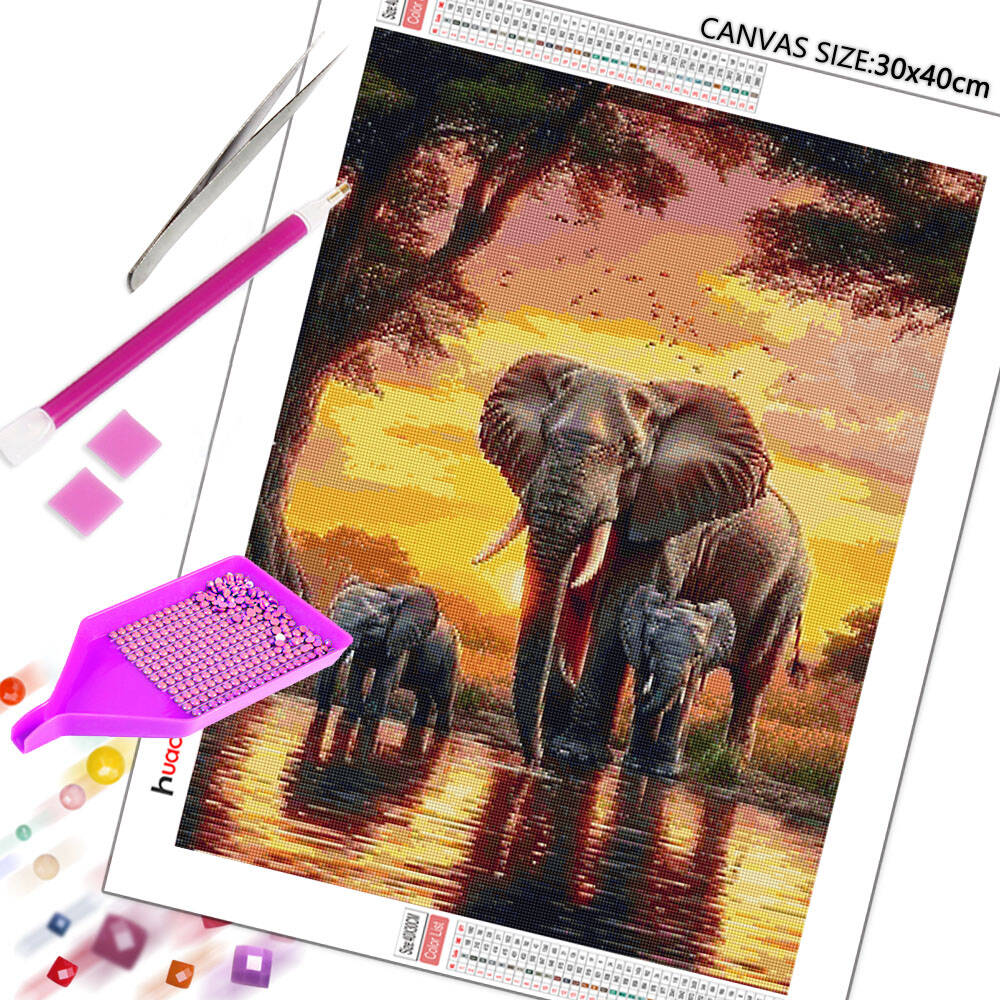 Huacan Elefant Sonnenuntergang – Resin Art Wallpaper Bewertung und Preis