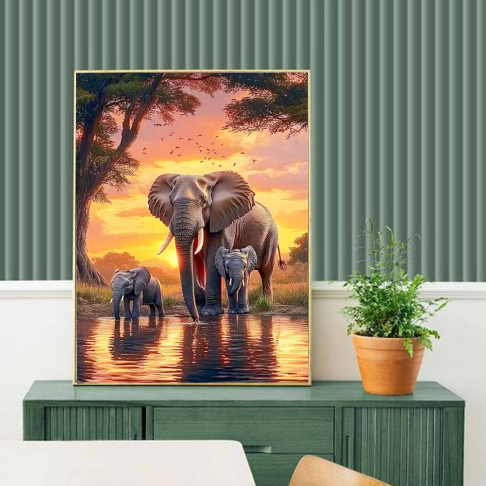 Huacan Elefant Sonnenuntergang – Resin Art Wallpaper Bewertung und Preis